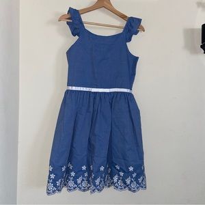 Zunie Girl - Blue and White Embroidered Dress